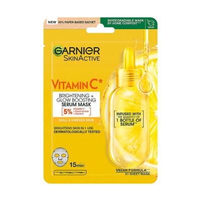 ексфолианти,garnier,skin,active,vitamin,c,sheet,super,hydrating,+,brightening,28,ml,face,mask,white,orange