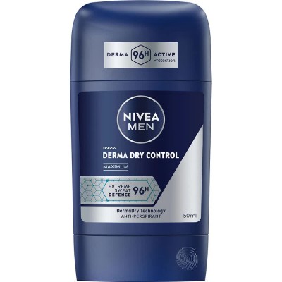 бръснене,nivea,derma,dry,control,male,50,ml,deodorant,clear,(blue,white)