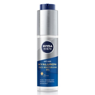ексфолианти,nivea,men,hyaluron,instant,hydro,50,ml,face,gel,clear,(blue,silver)