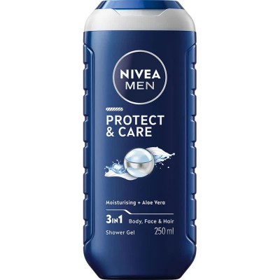 хигиена,тяло,nivea,men,protect,&,care,250ml,shower,gel,blue,(blue,white)