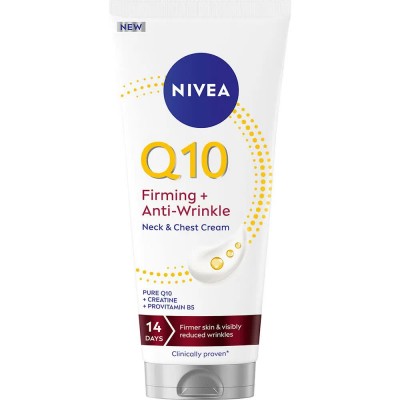 ексфолианти,nivea,q10,firming,neck,&,chest,200,ml,face,cream,clear,(blue,white)