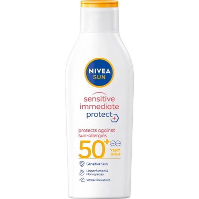 хигиена,тяло,nivea,sensitive,immediate,protect,sun,allergy,spf,50+,200,ml,sun,cream,white,(white,pink)