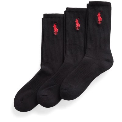 чорапи,мъжки,чорапи,дамски,чорапи,polo,ralph,lauren,449865823,crew,socks,3,pairs,black,(black)