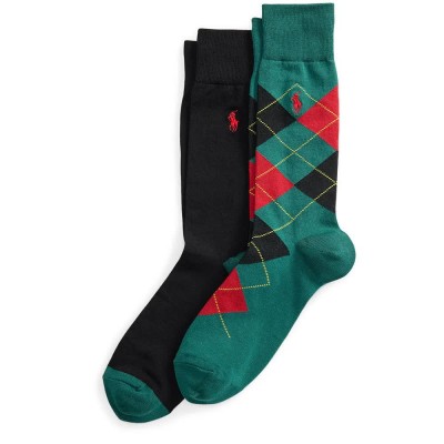 чорапи,мъжки,чорапи,дамски,чорапи,polo,ralph,lauren,449912706,crew,socks,2,pairs,green,black,(green,black)
