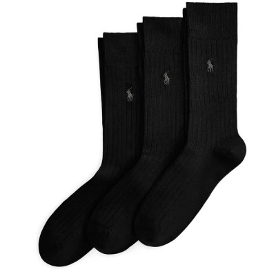 чорапи,мъжки,чорапи,дамски,чорапи,polo,ralph,lauren,449p22327,crew,socks,3,pairs,black,(black)
