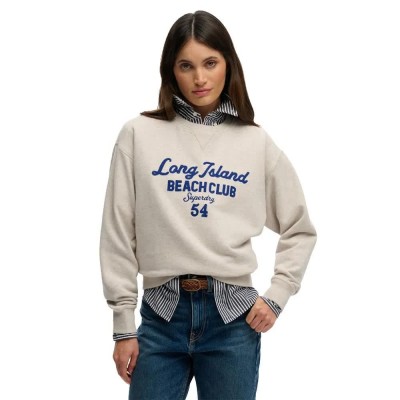 блуза,дамски,блузи,superdry,beach,club,loose,crew,sweatshirt,beige,(oat,marl)