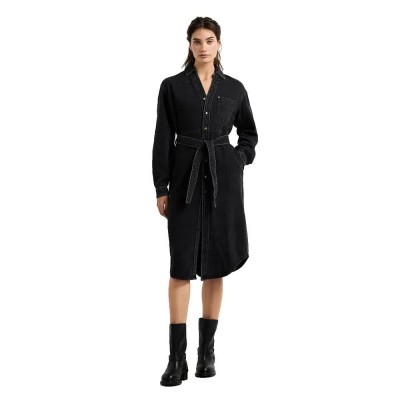 рокля,дамски,поли,и,рокли,pepe,jeans,angie,classic,long,sleeve,midi,dress,black,(denim,black)