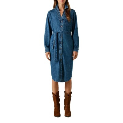 рокля,дамски,поли,и,рокли,pepe,jeans,angie,classic,long,sleeve,midi,dress,blue,(denim,blue)