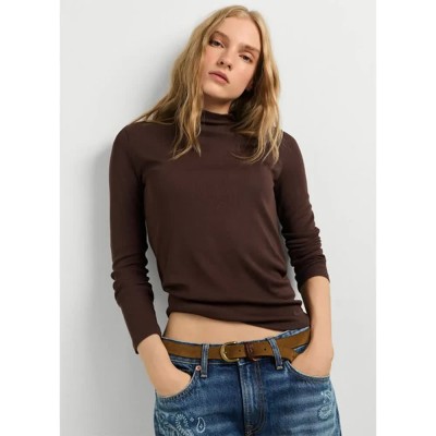 тениска,мъжки,тениски,дамски,тениски,pepe,jeans,bruna,long,sleeve,high,neck,t,shirt,brown,(trail,brown)