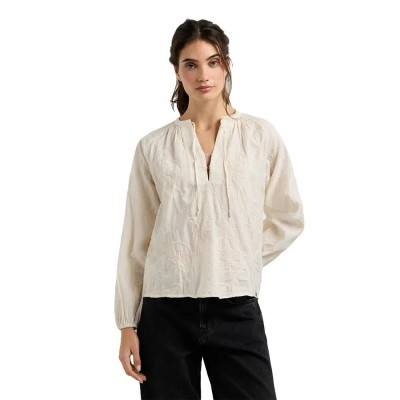 дамски,блузи,pepe,jeans,frida,long,sleeve,blouse,beige,(mousse,white)