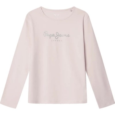 тениска,мъжки,тениски,дамски,тениски,pepe,jeans,hana,glitter,long,sleeve,t,shirt,beige,(dusty,rose,pink)