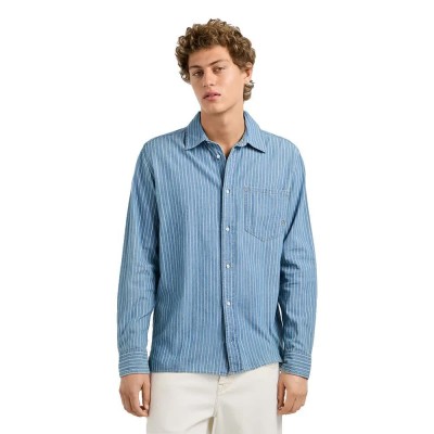 риза,с,дълъг,ръкав,дамски,ризи,мъжки,ризи,pepe,jeans,kent,stripe,long,sleeve,shirt,blue,(denim)