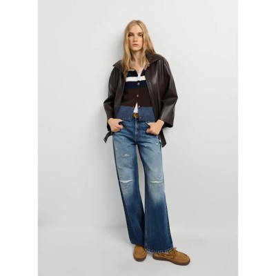 мъжки,панталони,дамски,панталони,pepe,jeans,lexa,repair,straight,fit,high,waist,jeans,blue,(denim)