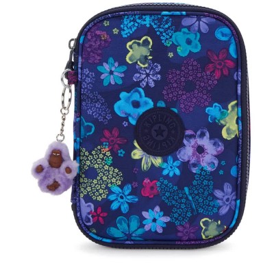 ученически,принадлежности,kipling,100,pens,pencil,case,purple,(dark,flower,stamp)