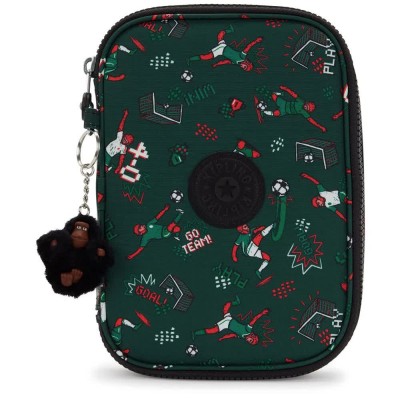 ученически,принадлежности,kipling,100,pens,pencil,case,green,(soccer,print)