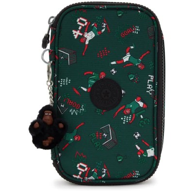 ученически,принадлежности,kipling,50,pens,pencil,case,green,(soccer,print)