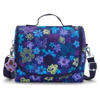 чанта,раници,kipling,new,kichirou,6l,lunch,bag,purple,(dark,flower,stamp)