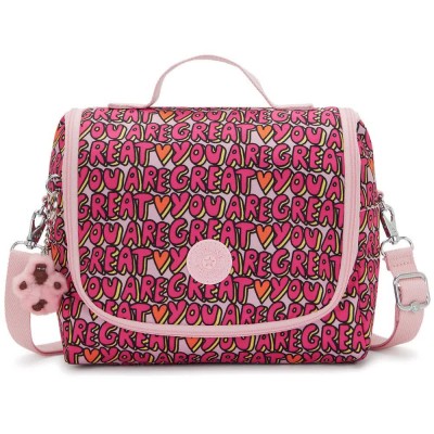 чанта,раници,kipling,new,kichirou,6l,lunch,bag,pink,(you,are,great,print)