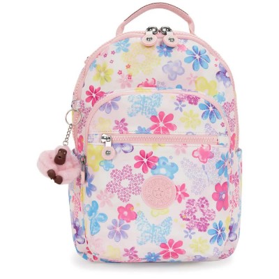 раница,раници,kipling,seoul,s,14l,backpack,pink,(flower,stamp)