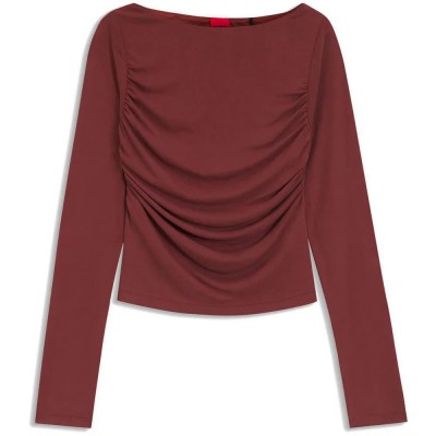 тениска,мъжки,тениски,дамски,тениски,hugo,daeni,10280310,long,sleeve,t,shirt,brown,(brown,overflow)