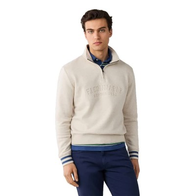 блуза,мъжки,пуловери,façonnable,college,print,half,zip,sweatshirt,beige,(light,beige)