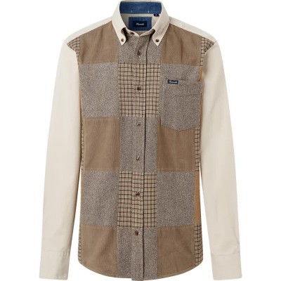 риза,с,дълъг,ръкав,дамски,ризи,мъжки,ризи,façonnable,multi,patch,long,sleeve,shirt,brown,(light,beige)
