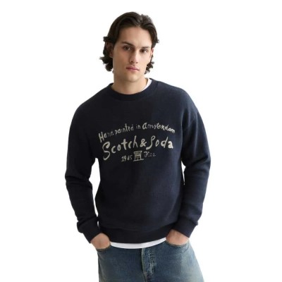 блуза,мъжки,пуловери,scotch,&,soda,183597,sweatshirt,blue,(sky,captain,melange)