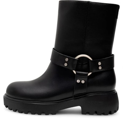 обувки,дамски,боти,мъжки,боти,woden,posey,biker,boots,black,(black)