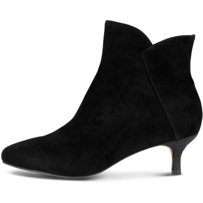 дамски,боти,мъжки,боти,woden,saga,zip,s,heel,booties,black,(black)