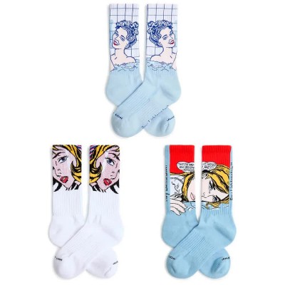 чорапи,мъжки,чорапи,дамски,чорапи,jimmy,lion,athletic,roy,lichtenstein,long,socks,3,pairs,white,blue,(multicolor)