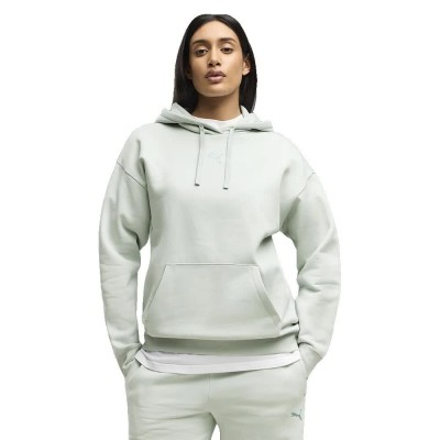 суичър,дамски,блузи,puma,essential,centered,cat,logo,relaxed,hoodie,green,(créme,de,mint)