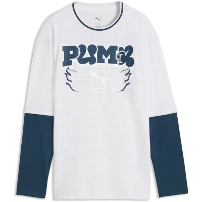 тениска,мъжки,тениски,дамски,тениски,puma,mid90s,relaxed,layered,long,sleeve,t,shirt,white,(white,glow,heather)