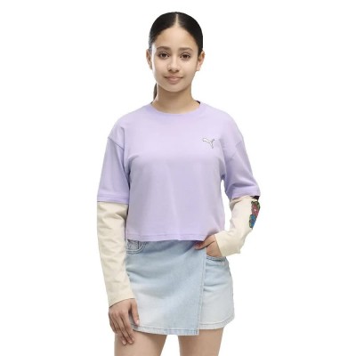 тениска,мъжки,тениски,дамски,тениски,puma,mid90s,relaxed,short,length,layered,long,sleeve,t,shirt,purple,(light,lavender)