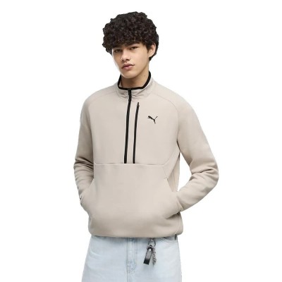 блуза,мъжки,пуловери,puma,tech,half,zip,sweatshirt,beige,(silver,fog)