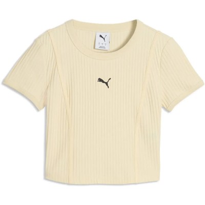 бебешка,тениска,мъжки,тениски,дамски,тениски,puma,essential,ribbed,baby,short,sleeve,t,shirt,beige,(buttercream)