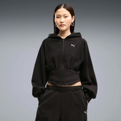 блуза,дамски,блузи,puma,street,glam,bedazzled,balloon,sleeve,full,zip,sweatshirt,black,(puma,black)