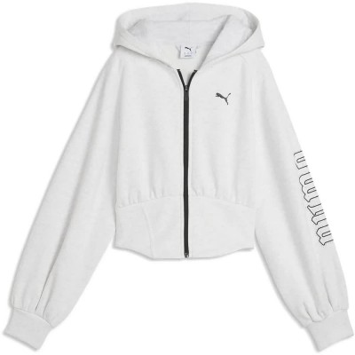 блуза,дамски,блузи,puma,street,glam,bedazzled,balloon,sleeve,full,zip,sweatshirt,white,(white,glow,heather)