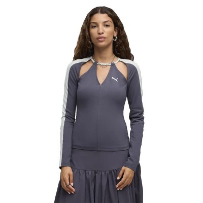 тениска,мъжки,тениски,дамски,тениски,puma,t7,slim,cut,outs,long,sleeve,t,shirt,grey,(inky,depths,crème,de,mint)