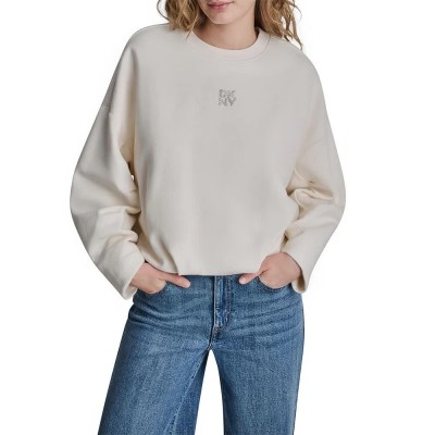 блуза,дамски,блузи,dkny,bubble,sweatshirt,beige,(eggnog,silver)