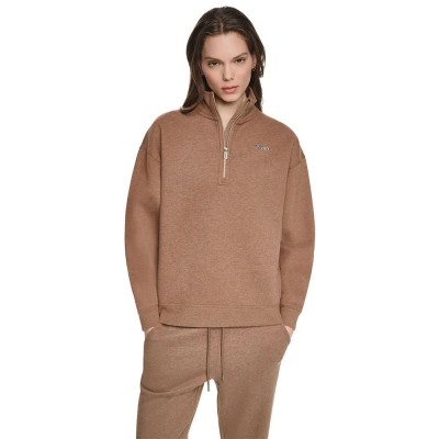 блуза,дамски,блузи,dkny,dp6t1652,half,zip,sweatshirt,brown,(caramel,heather,brown)