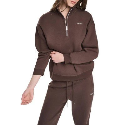 блуза,дамски,блузи,dkny,dp6t1652,half,zip,sweatshirt,brown,(espresso,brown)
