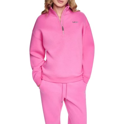 блуза,дамски,блузи,dkny,dp6t1652,half,zip,sweatshirt,pink,(taffy,beige)