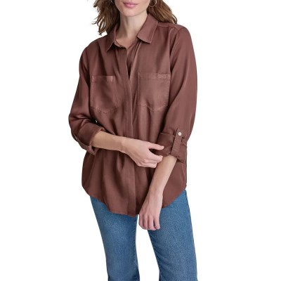 риза,с,дълъг,ръкав,дамски,ризи,мъжки,ризи,dkny,dw5900201,long,sleeve,shirt,brown,(chestnut)