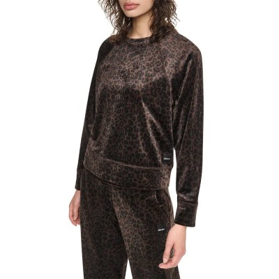 блуза,дамски,блузи,dkny,dw5900293,sweatshirt,brown,(leopard,espresso,brown)