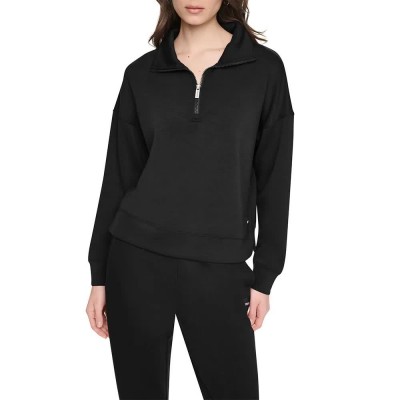 блуза,дамски,блузи,dkny,dw5900295,half,zip,sweatshirt,black,(black,black)