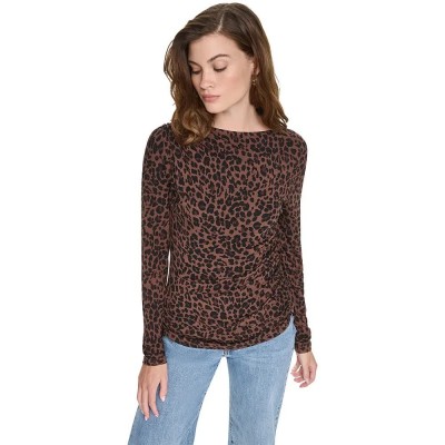 фланелка,с,дълъг,ръкав,дамски,топове,dkny,dw5900325,long,sleeve,top,brown,(nocturnal,small,ches,brown)