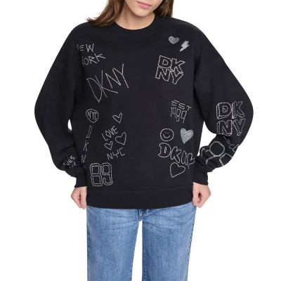 блуза,дамски,блузи,dkny,dw5900327,sweatshirt,black,(black,black)