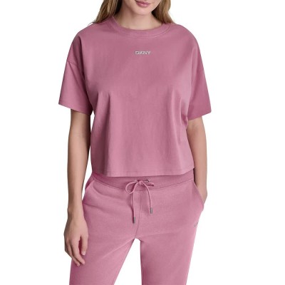 тениска,мъжки,тениски,дамски,тениски,dkny,metallic,bubble,short,sleeve,t,shirt,pink,(mesa,rose,pink)