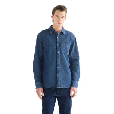 риза,с,дълъг,ръкав,дамски,ризи,мъжки,ризи,wrangler,1,pkt,long,sleeve,shirt,blue,(dark,wash)