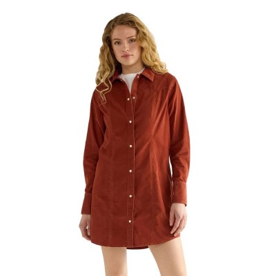 рокля,дамски,поли,и,рокли,wrangler,cord,dress,red,(burnt,henna)